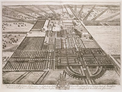 Sulkapallotalo Gloucesterin piirikunnassa, kaiverrus Johannes Kip (n. 1652-1722) (katso myös 192764) tekijältä Leonard Knyff