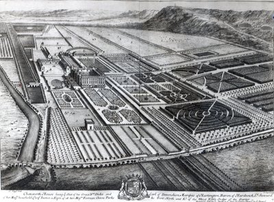 Chatsworth House, kaiverrus Johannes Kip tekijältä Leonard Knyff