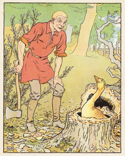 Kultainen hanhi (värilitografia) tekijältä Leonard Leslie Brooke