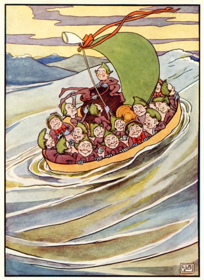 The Jumblies (väri litho) tekijältä Leonard Leslie Brooke