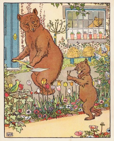 Kolme karhua (värilitografia) tekijältä Leonard Leslie Brooke