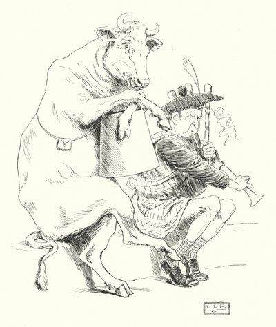 Siellä oli piippu, hänellä oli lehmä (kaiverrus) tekijältä Leonard Leslie Brooke