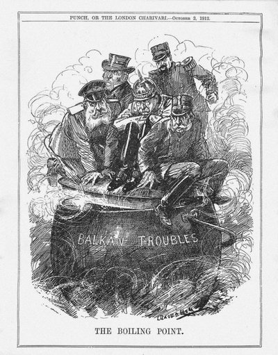 Kiehumispiste. Punch Magazine, 2. lokakuuta 1912, 1912 tekijältä Leonard Raven Hill