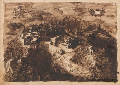 Linnoitettu kaupunki (recto); Geometrinen muotoilu (käänteinen) tekijältä Leonardo Scaglia