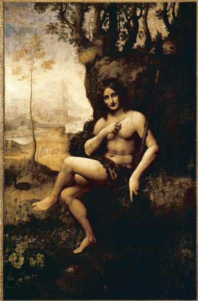Bacchus (öljy transponoitu kankaalle tekijältä Leonardo da (studio of) Vinci