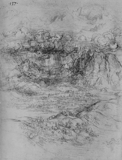 Myrsky alppilaakson yllä, c1480 1945 tekijältä Leonardo da Vinci