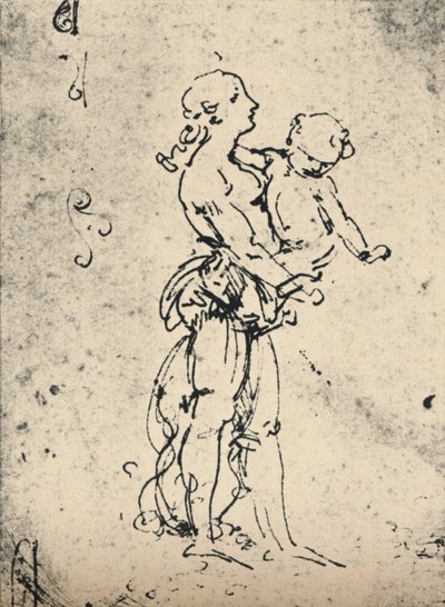 Nainen kantamassa lasta, c1481 1945 tekijältä Leonardo da Vinci
