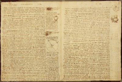 Sivu Codex Leicesteristä, 1508-12 (seepiamuste pellavapaperille) tekijältä Leonardo da Vinci