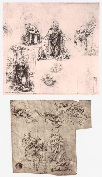 Lapsen palvonta, c1483 tekijältä Leonardo da Vinci