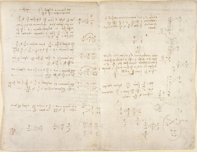 Arundel 263, f.220v, f.221, Notes; matemaattiset laskelmat, 