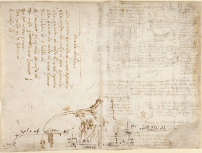 Arundel 263, f.263v, f.270 Muistiinpano ja luonnos, joka kuvaa "Road to Orléans" -reittiä Romorantinin kaupungista (kirjoittaja Francesco Melzi) (sivulla), "Codex Arundelista" (kynä ja muste paperille ) tekijältä Leonardo da Vinci