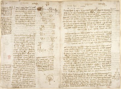 Arundel 263, f.279v f.280, Muistiinpanot, matemaattiset laskelmat ja kaavio otsikolla 
