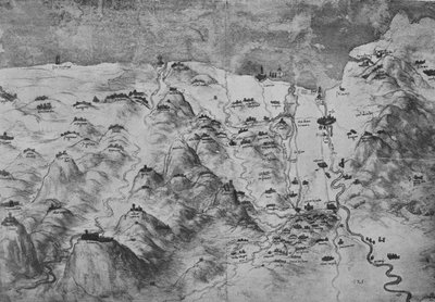 Lintuperspektiivikuva osasta Toscanaa, c1480 1945 tekijältä Leonardo da Vinci