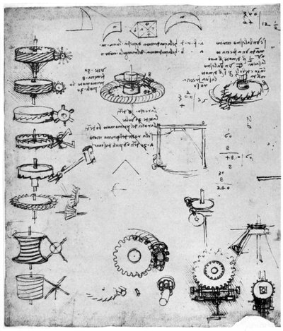 Hammaspyörän yksityiskohta, 1400-luvun loppu tai 1500-luvun alku 1954. tekijältä Leonardo da Vinci