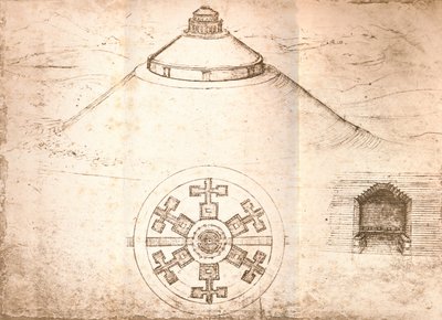 Suunnittelu mausoleumille, c1472-c1519 1883 tekijältä Leonardo da Vinci
