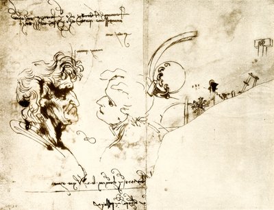 Kahden miehen pään luonnokset tekijältä Leonardo da Vinci