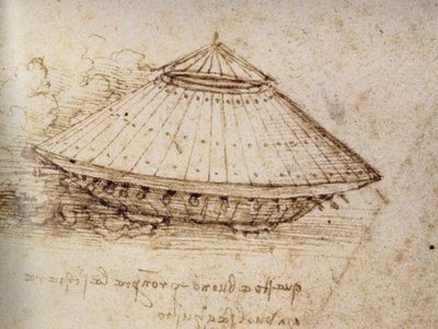 Piirros panssaroidusta panssarivaunusta, n. 1485 tekijältä Leonardo da Vinci