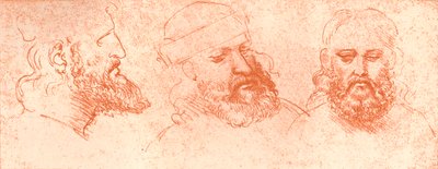 Piirustus itämaisista päistä, punaisella liidulla, c1472-c1519 1883 tekijältä Leonardo da Vinci