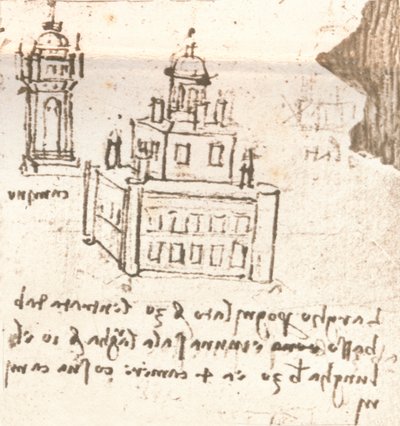 Piirustus linnoja ja huviloita koskevista projekteista, c1472-c1519 1883 tekijältä Leonardo da Vinci