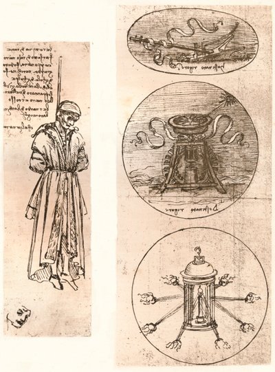 Piirustuksia Bernardo di Bandino Baroncellistä hirtetty ja tunnukset, c1472-c1519 1883. tekijältä Leonardo da Vinci