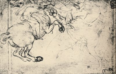 Taistelu ratsumiehen ja griffinin välillä, c1480 1945 tekijältä Leonardo da Vinci