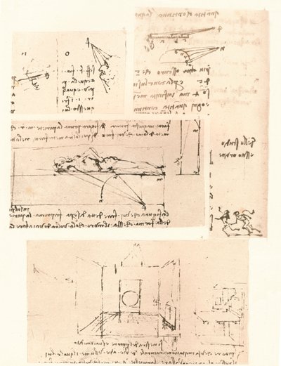 Neljä maalausta kuvaavaa piirustusta, c1472-c1519 1883 tekijältä Leonardo da Vinci