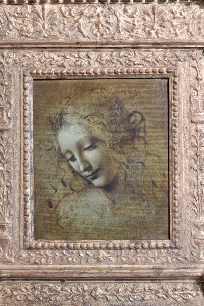 Naisen pää, nimeltään "la scapigliata", noin 1492-1501 (öljy paneelille) tekijältä Leonardo da Vinci