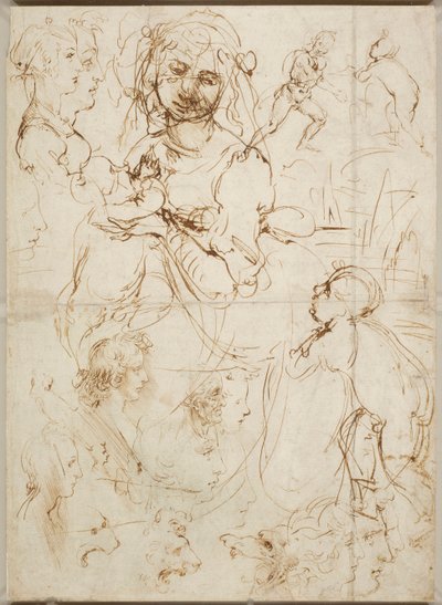 Päät ja hahmot, n. 1478. tekijältä Leonardo da Vinci