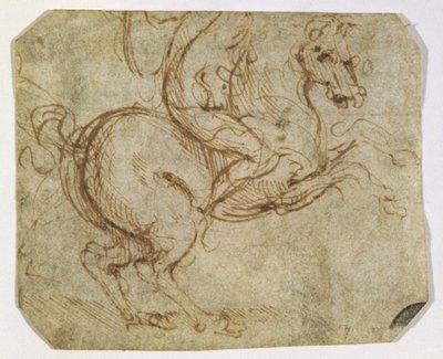 Hevonen ja ratsumies (kynä ja muste paperille) tekijältä Leonardo da Vinci