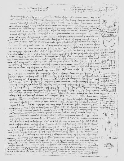 Sivu Codex Leicesteristä, 1508-12 tekijältä Leonardo da Vinci