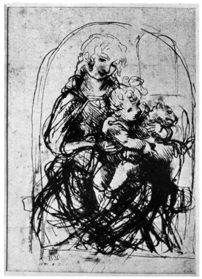 Tutkimuksia Madonna Del Gattolle, 1400-luku 1930. tekijältä Leonardo da Vinci