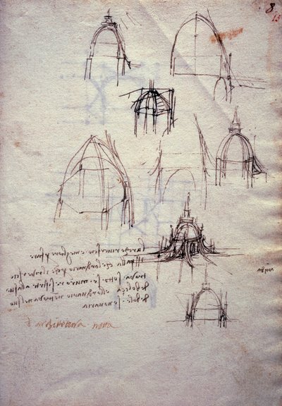 Tutkimuksia katedraalin lyhdystä varten Codex Trivulzianuksesta tekijältä Leonardo da Vinci