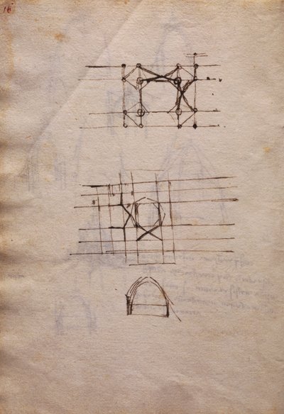 Tutkimuksia katedraalin lyhdystä varten Codex Trivulzianuksesta tekijältä Leonardo da Vinci