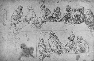 Studies for the Last Supper, c1480 1945 tekijältä Leonardo da Vinci