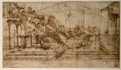 Tutkimus taikaiden palvonnasta (kynäpiirustus tekijältä Leonardo da Vinci