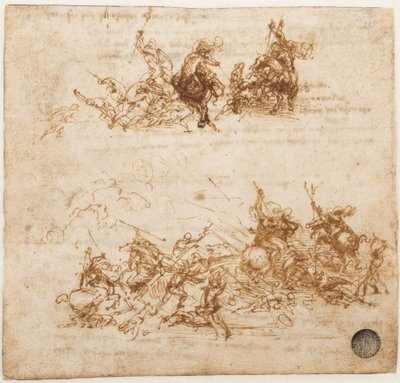Tutkimus Anghiarin taistelua varten, noin 1503-1504. tekijältä Leonardo da Vinci