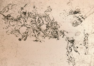 Tutkimus sarjakuvaa varten Anghiarin taistelusta, c1472-c1505 1883 tekijältä Leonardo da Vinci