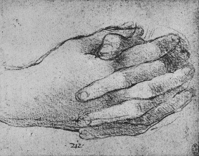 Study of Clusped Hands, c1480 1945 tekijältä Leonardo da Vinci