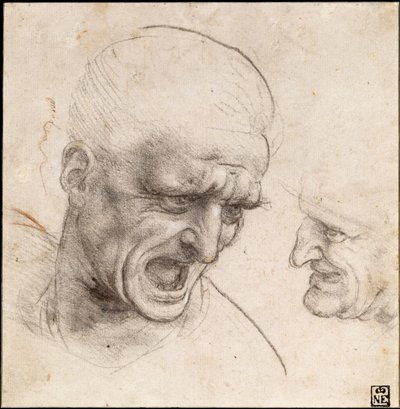 Tutkimus kahdesta soturista" Päät Anghiarin taisteluun, 1504-05 tekijältä Leonardo da Vinci