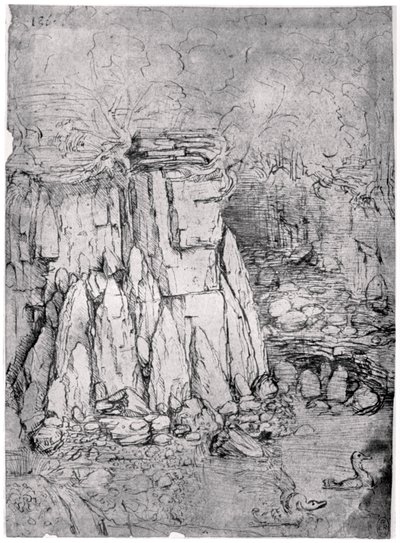 Tutkimus kiviluolasta ja ankoista, 1482-1485 1954 tekijältä Leonardo da Vinci