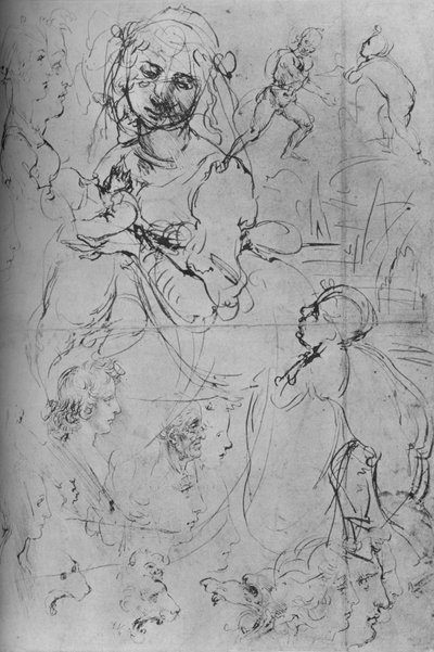 Madonna ja lapsi ja muut tutkimukset, c1469 1945 tekijältä Leonardo da Vinci
