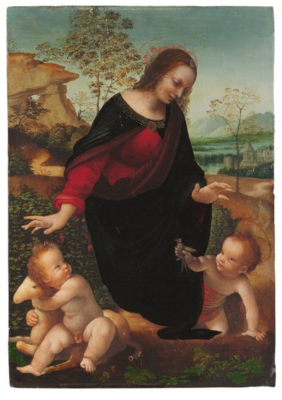 Madonna ja lapsi pikkulapsen pyhän Johannes Kastajan kanssa tekijältä Leonardo da Vinci