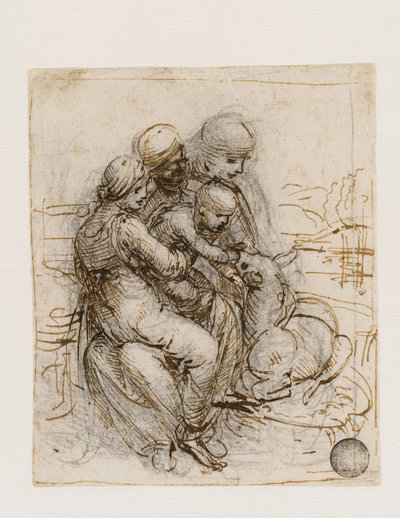 Neitsyt ja lapsi Pyhän Anna Anna Metterzan kanssa, n. 1501. tekijältä Leonardo da Vinci