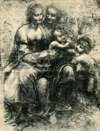 Neitsyt ja lapsi Pyhän Annan ja Johannes Kastajan kanssa, 1499-1500, 1943. tekijältä Leonardo da Vinci