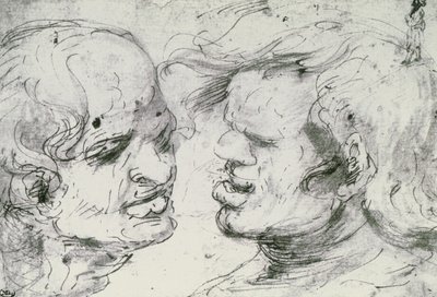 Kaksi päätä (kynä ja muste paperille) tekijältä Leonardo da Vinci