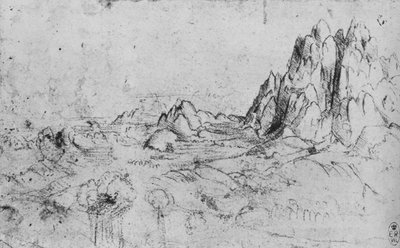 Näkymä vuoristoon, c1480 1945 tekijältä Leonardo da Vinci