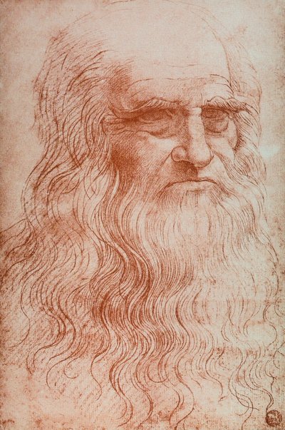 Leonardo da Vincin muotokuva, kopio Leonardo da Vincin omakuvasta, sanguine, Accademia Gallery, Venetsia tekijältä Leonardo da after Vinci