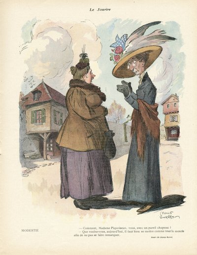 Kuvitus Leonce Burretista (1865-1915) teoksessa Le Smile, nro. 19. 5.8.2013 - Muoti, hattu tekijältä Leonce Burret