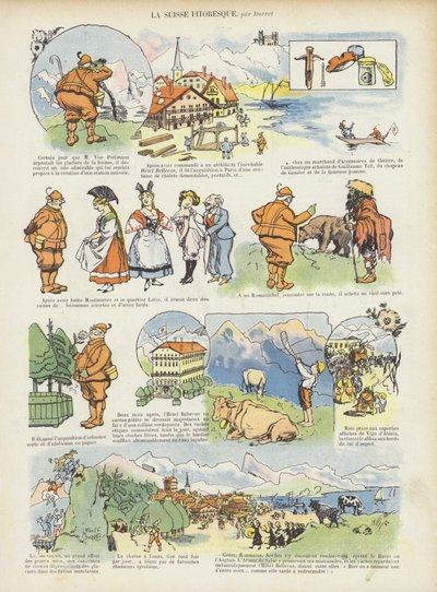 Kuvankaunis Sveitsi. Kuvitus Le Rirelle tekijältä Leonce Burret