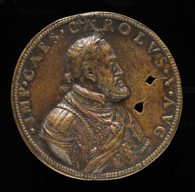 Kaarle V, 1500-1558, Espanjan kuningas 1516-1556, Pyhän Rooman keisari 1519 [kääntöpuoli], 1547 tai sen jälkeen. tekijältä Leone Leoni